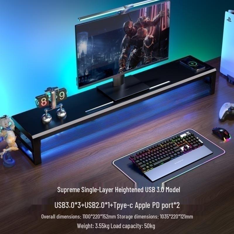Gecko Double-Layer USB-C Monitor Riser with Expansion & Charging