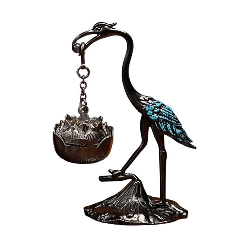 

Bronze Retro Incenses Holder Cranes Design Figurine Incenses Burners Aromatherapies Diffuser for Home Office Desk Decors 1