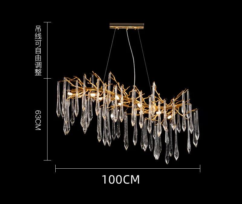 Nordic Luxury Chandelier With Colorful Crystal Branch Design Pendant Lamps Bedroom Restaurant Hotel Kitchen Decoration Lighting