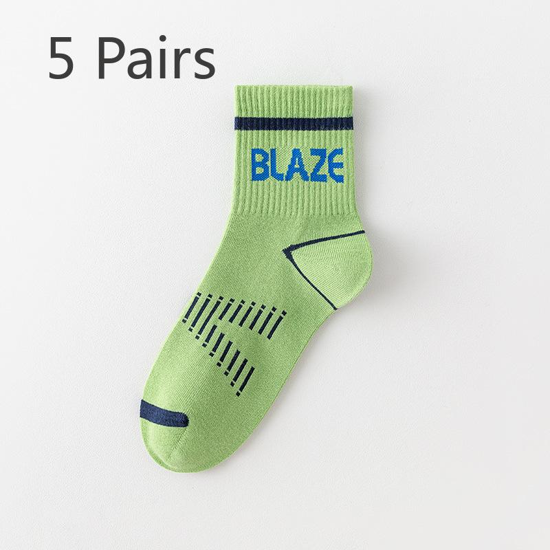 

5 Pairs of Men s Autumn and Winter Professional Basketball Running Pure Cotton Tube Socks 5 Pairs зелёный