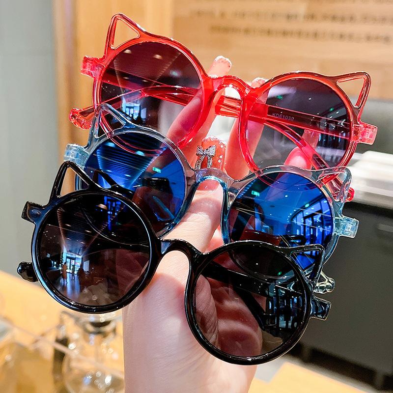 Cat ears children's sunglasses new fashion personalized sunglasses UV protection cute baby glasses trend