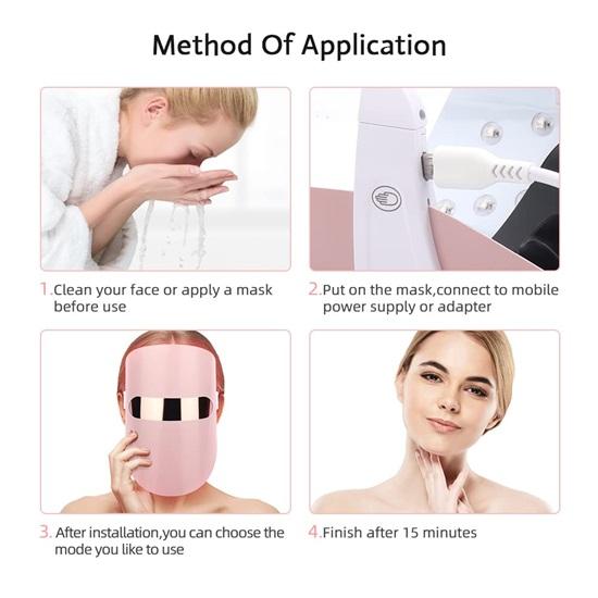 Face Mask Light Therapy 3 Color Settings   Anti Aging Red light  Skin Rejuvenation Wrinkle Reduction Soft Lightweight  Portable Plug In Model