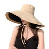Hat Summer Women's New Seaside Beach Big Brim Sunscreen Sunshade Sun Hat Double-sided Wear Big Head Circumference Bucket Hat