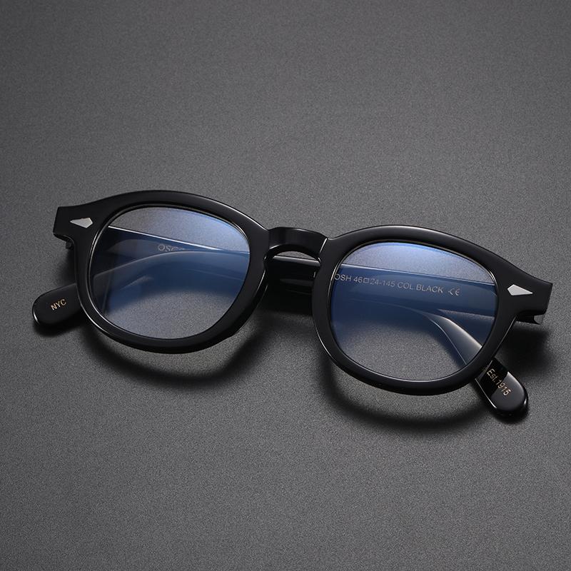 Óculos Johnny Depp Anti Luz Azul Masculino Óculos Lemtosh Feminino Óculos para Computador Marca de Luxo Armação Vintage de Acetato Small No Box preto