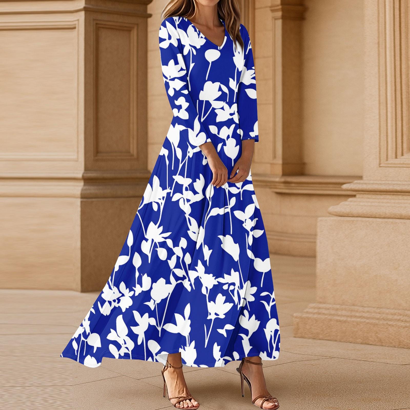 

Женское модное платье с рукавами три четверти, свободного кроя, с удобным цветочным принтом XXL