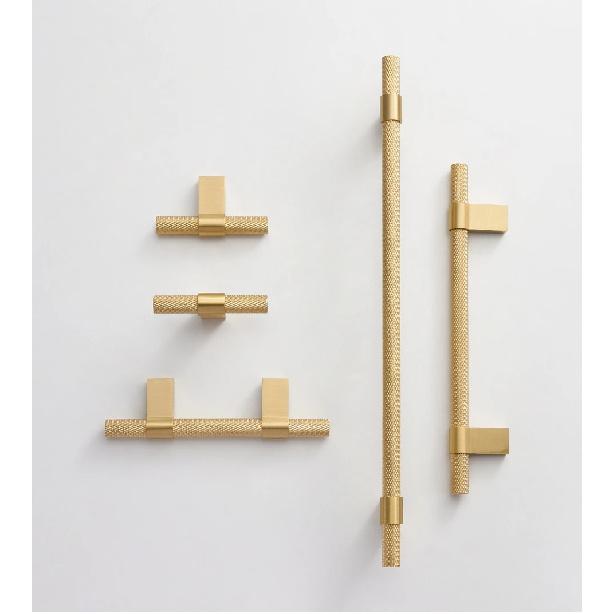 Nurlin Solid Brass Knurling Patterned Cabinet T-bar Extended Length 40 Inches Kitchen Appliances Dishwashers Refrigerators Pull