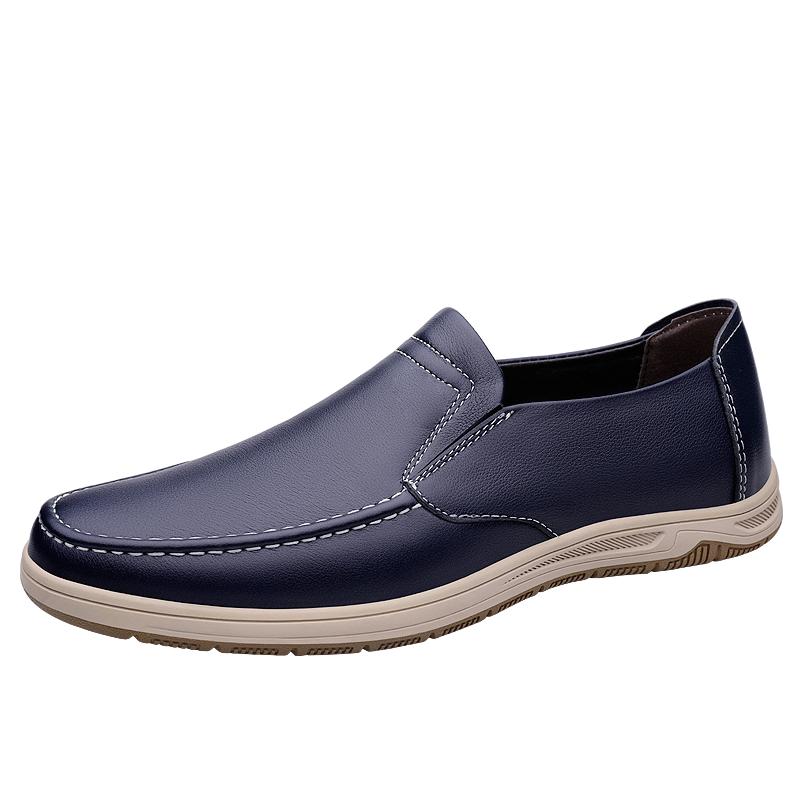 Fashion Fashion Brand's New Blue Men's Genuine Leather Casual Shoes Anti Slip Interview Commuting Work Shoes Men's Split Leather Shoes
