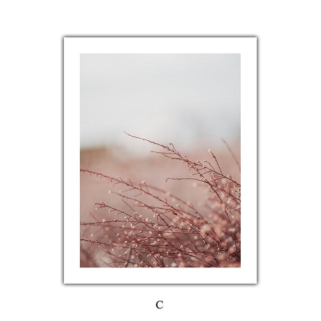 Autumn and Winter Snow Scene Poster Reed Wildflowers Painting Pine Prints Hay Posters Nordic Canvas Art Pictures Decoration