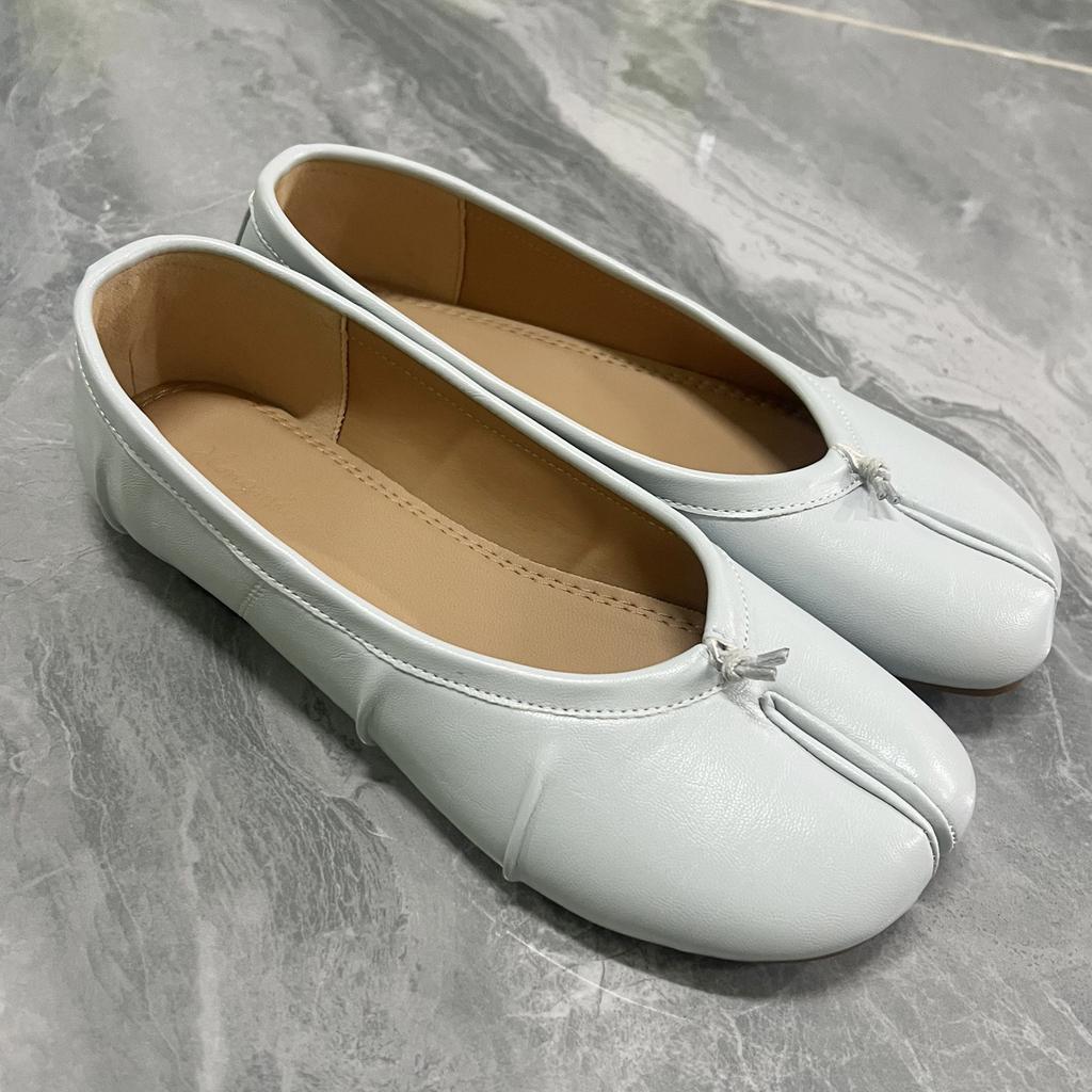 888 sub-toe shoes women's niche haze blue pleated flat-soled ballet shoes shallow mouth one pedal single shoes women