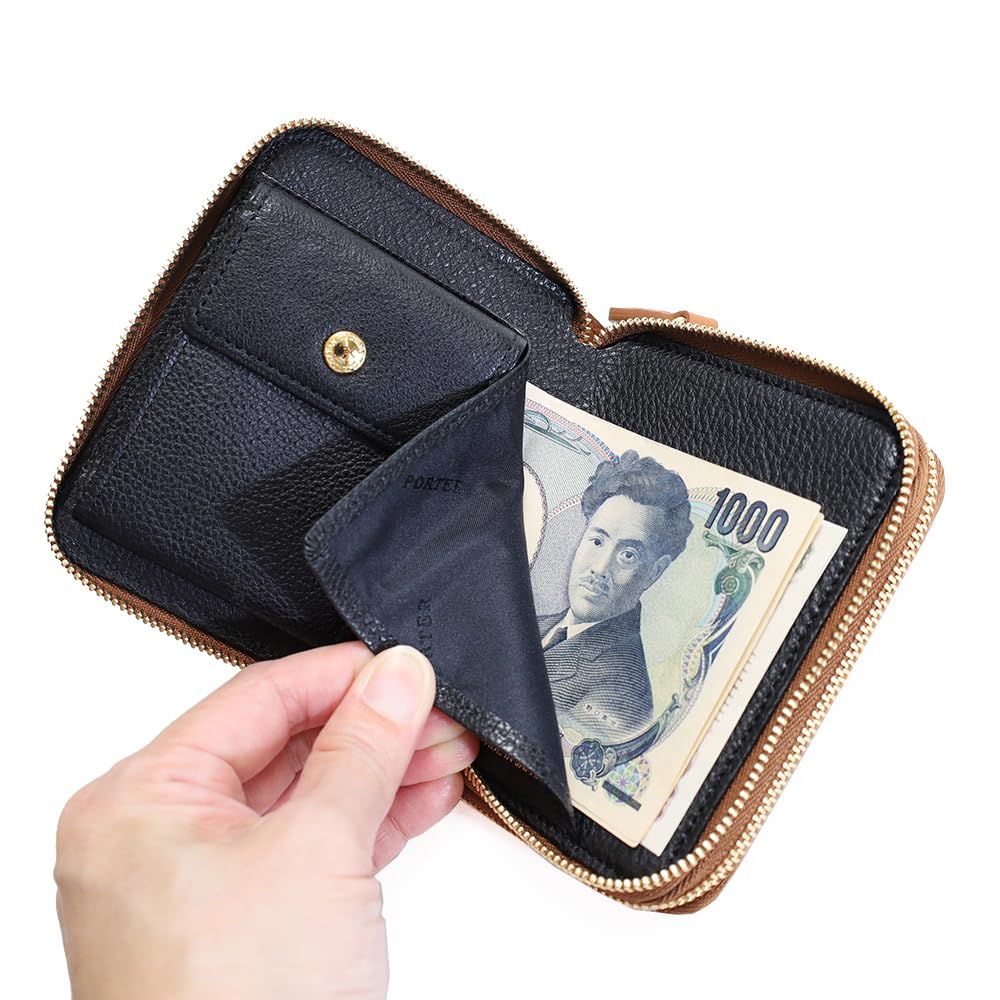 Tone Duo Purse Yoshida Bag Bifold Wallet Round Zipper Men Women Unisex DUO PURSE [Porter] 150-02289 (10 Black)