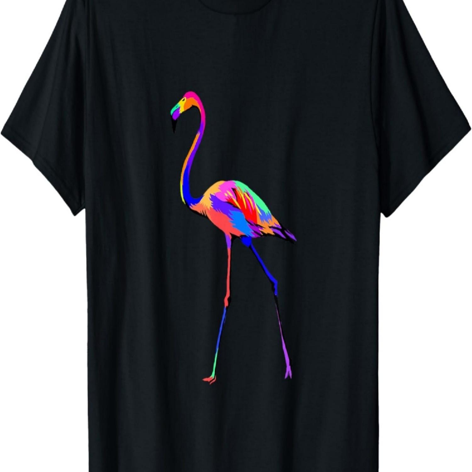 

Pop Art Flamingo Shirt Colorful Animal Bird Lover Birder T-Shirt S чёрный
