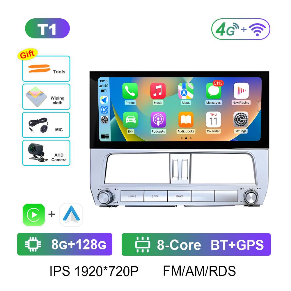 Navigation GPS Wireless Carplay Car Video for Toyota Prado 2018 Radio Player 12.3 Inch Autoradio Bluetooth Cooling Fan Head Unit