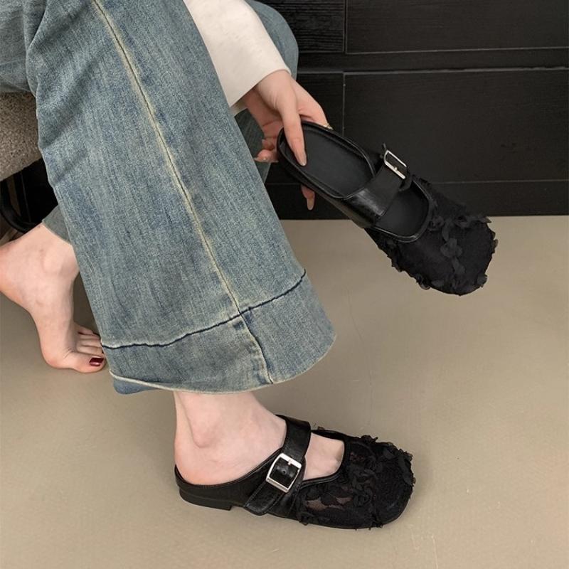 Fashion Women Flats Slippers Fashion Elegant Mules Shoes Slingback Sandals Summer Print Slides Beach 2025 Walking Flip Flops Woman Shoes