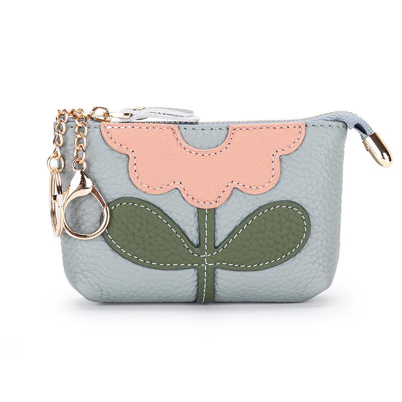 Women's Colorblock Floral Coin Purse - Cute Zipper Pouch for Change, Keys & Cards, Red Envelope Design