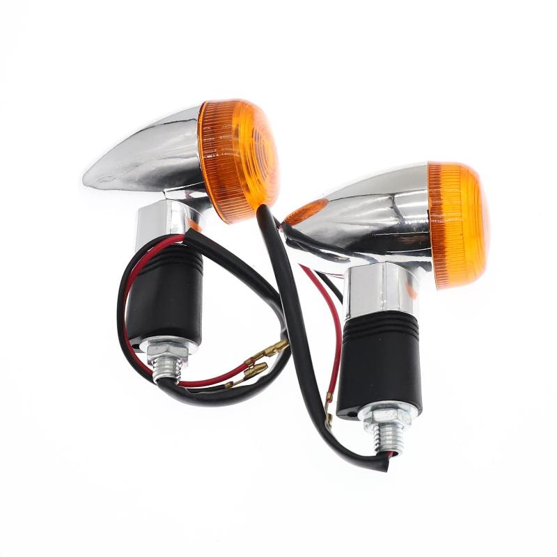Shockproof 12V Motorcycle Turn Signals 10mm Amber Lights for Cafe Racer Scooter Universal