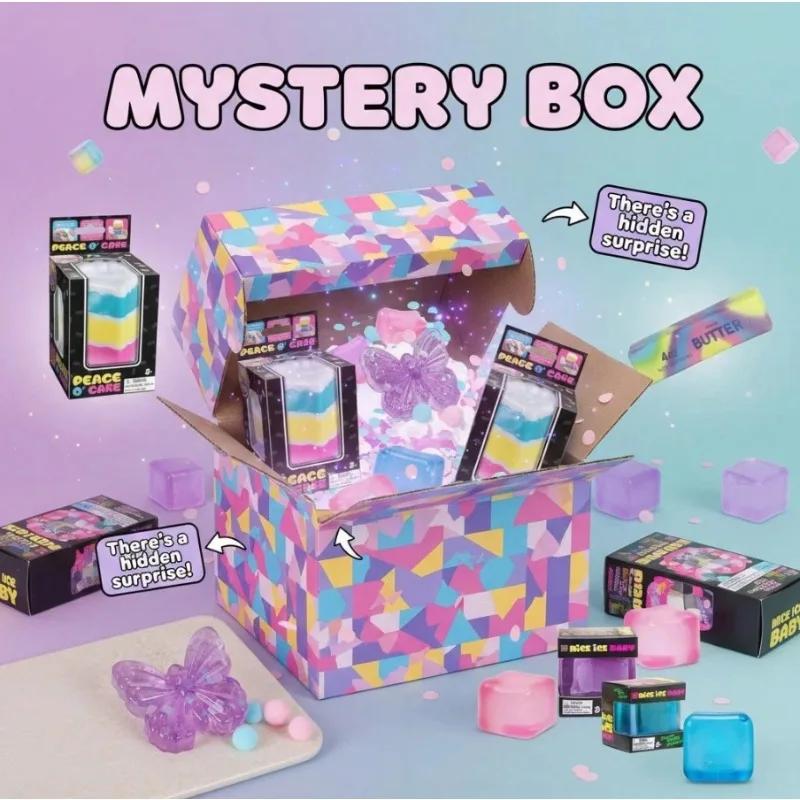 Bai Fen Bai Toys Mystery Squishy Blind Box – 2Pcs Random Chances Per Order | Cube & Jellyfish Surprise Toy Set