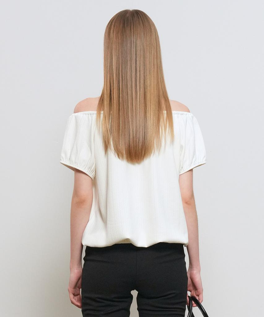 GENERALIDEA Cap Sleeve Shirred T-Shirt [Ivory] / Gf2Lts512