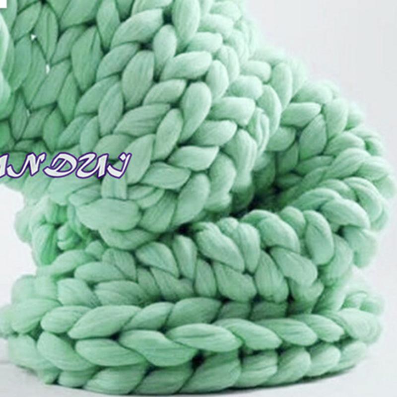 Hand Chunky Knitted Blanket Thick Yarn Merino Wool Bulky Knitting Throw Blankets Throw Carpets Soft Warm Winter Home Sofa Bed