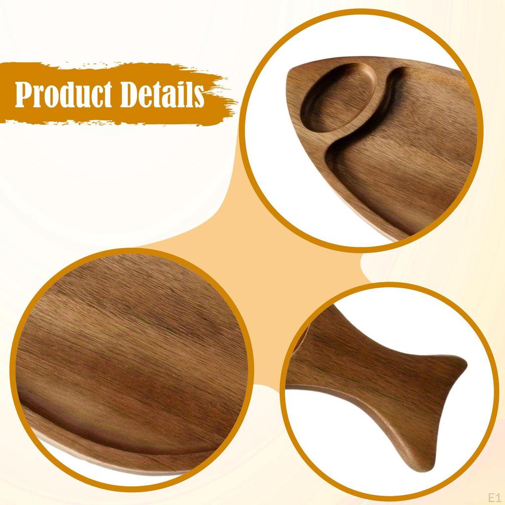 Fish Shaped Serving Tray Food Dish Plate Party Appetizers Dessert Wooden Platter Fruits Holder for