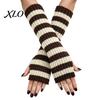 Striped Wrist Warmers Knitted Arm for Women, Fingerless Sleeves, Soft Thermal Sleeves Cold Weather Autumn Winter, Fashion Accessories Girls