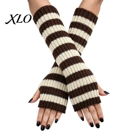 Striped Wrist Warmers Knitted Arm for Women, Fingerless Sleeves, Soft Thermal Sleeves Cold Weather Autumn Winter, Fashion Accessories Girls