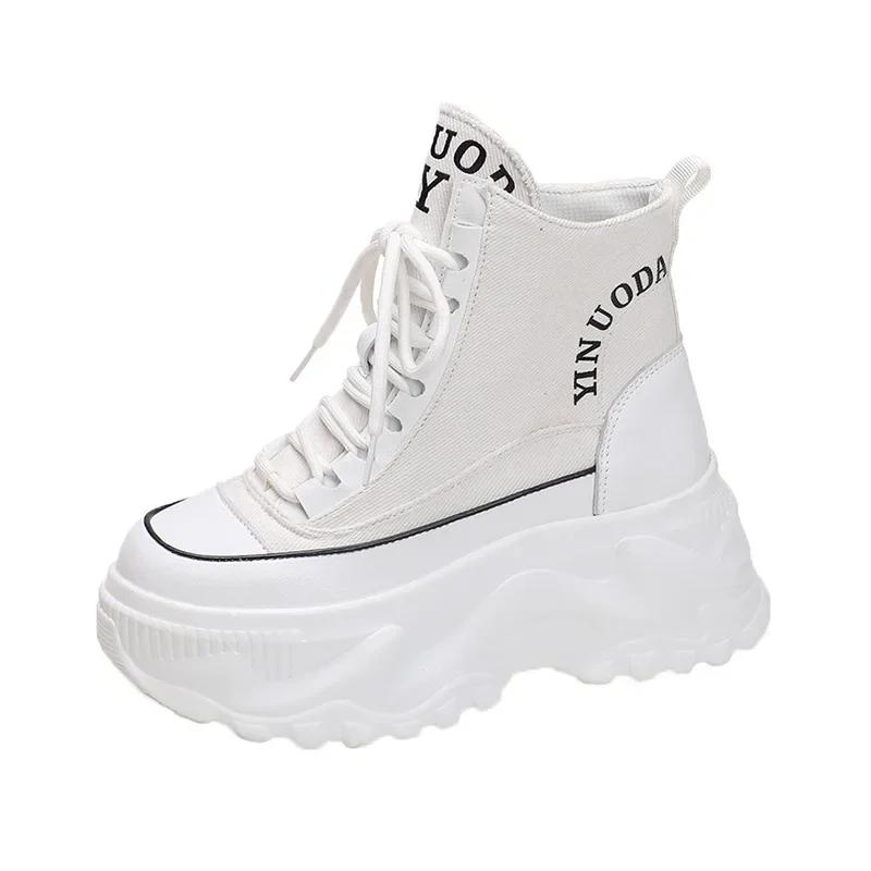 

Мода Мода Массивные Ботинки Мотоциклетные на Платформе Женские Осень Зима Толстая Подошва Ботильоны Женские Белые Высокие Готические Кроссовки Обувь 38 белый