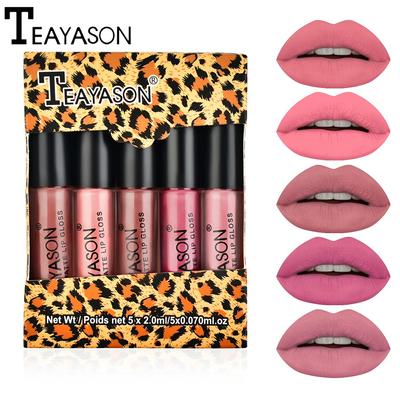 מסטיק Fog Lip Glaze Five Mini ארוז שפתון שפתון לא קל להדביק כוס צבע דלעת עירום