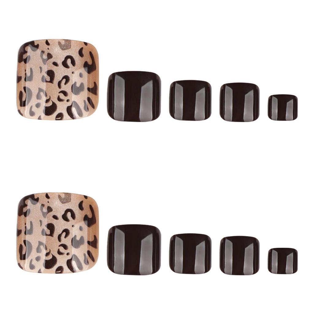 Leopard Print Cat Eye Square Toe Nail Tips - Simple, Short, Wearable False Nails