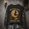 Women's Halloween Print Neck Long Sleeve Pullover Top