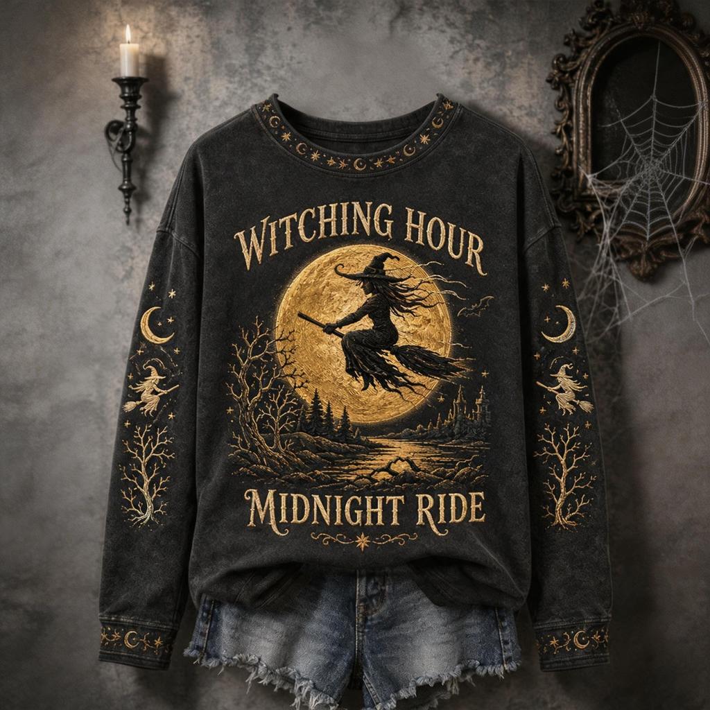 Women's Halloween Print Neck Long Sleeve Pullover Top