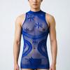 Biancheria Intima Uomo Europea Lingerie Sexy Maschile Top Rete Vuoti Colore Nero Blu Camicia da Notte Sexy Uomo Lingerie Uomo