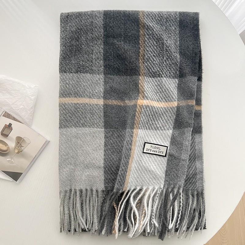 Scarf New imitation cashmere color plaid scarf female Korean version autumn and winter plaid scarf fringed shawl scarf