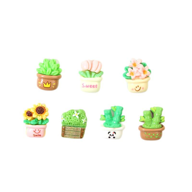 Cartoon Tulip Flower Pot Resin Accessories: Phone Case, Hair Clip, Clog Shoe Decor & Car Interior Ornaments