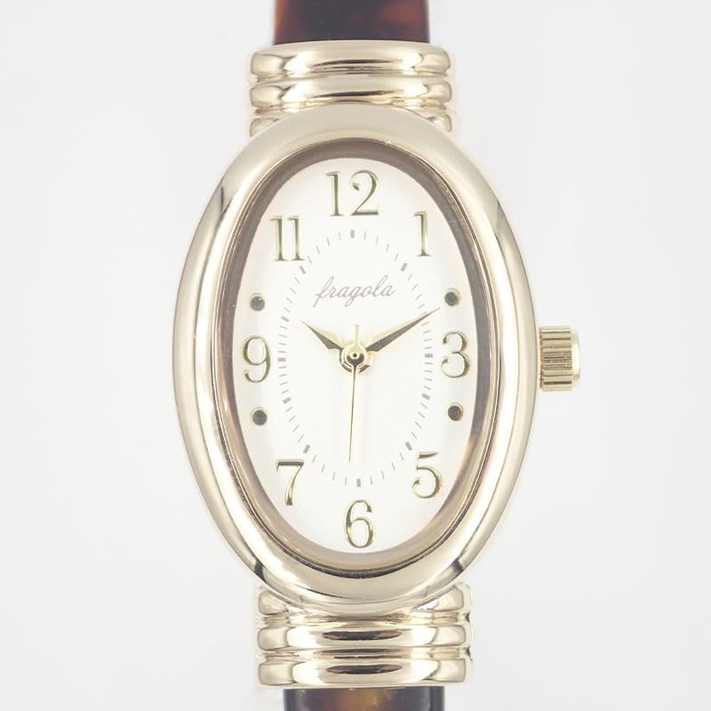 [Follow] Fragola Oval Acetate Bangle Watch N02124S-3 BR Women's Brown