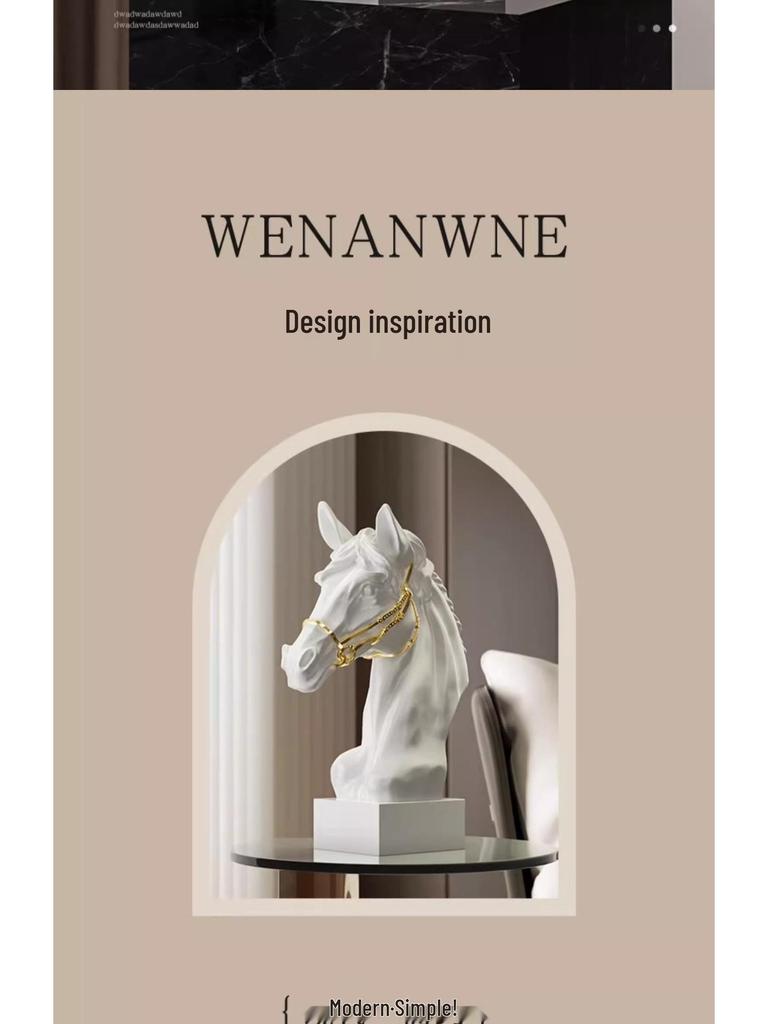 Pre-owned Resin Horse Head Figurine for Elegant Home or Office Display