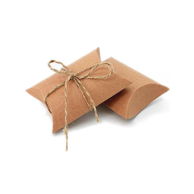 Kraft Pillow Candy Box for Wedding Gift Packaging