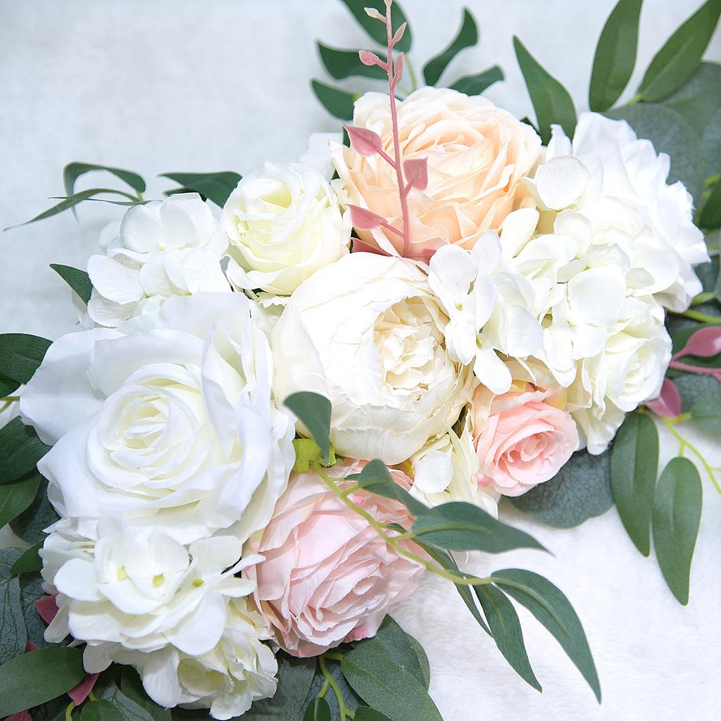 Faux Flower Swag Set Artificial Roses Peonies Silk Floral Swags for Wedding Sign Reception Decoration