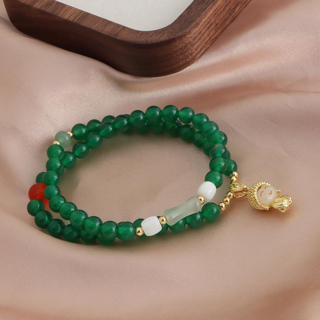New Chinese bracelet jasper natural stone Buddha bamboo joint beaded bracelet crystal bracelet national style literary and retro style