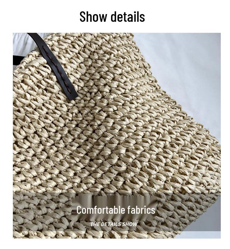 2023 Women's High-Capacity Textured Straw Tote: Versatile Single-Shoulder Woven Bag for Spring & Summer
