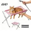 Pet Trimming Grooming Aid Dog Hammock, Stainless Steel Foldable Stand, Cat Washing Station, 8-Hole Station Table for Cats Dogs Bathing & Nail