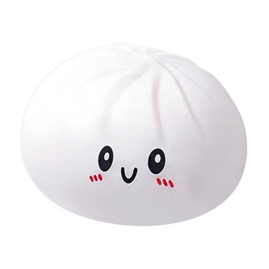 Smiling Steamed Bun Stress Ball with Steamer Anti-Anxiety Cartoon Dumpling Squeeze Toy Soft Simulated Dough Ball Fidget Sensory Toy