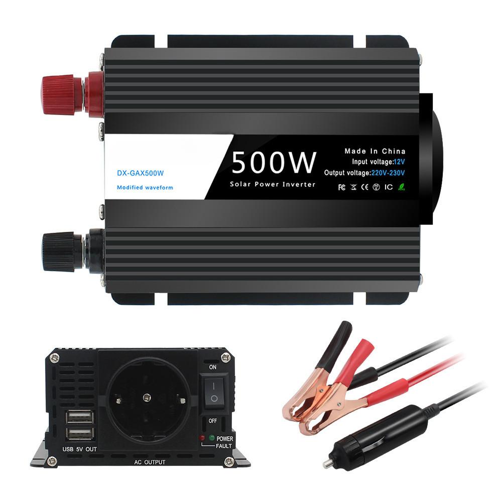 

500W Black Voltage Converter Portable Automatic Transformer Dual USB Universal Socket