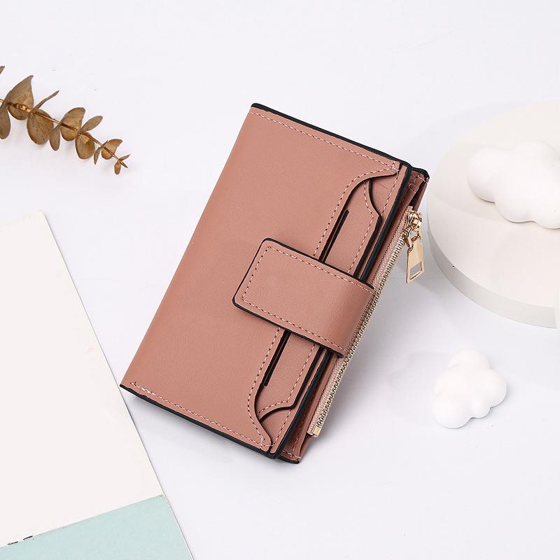 Short Multi-Functional Wallet Large Capacity Folding Zipper Bag Multi-Card Slot Leather Wallet/Coin Purse