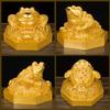 Chinese Style Feng Shui Golden Toad with Movable Coin In Mouth Wealth Fortune Ornament Richness Figurine Home Office Desk Decor