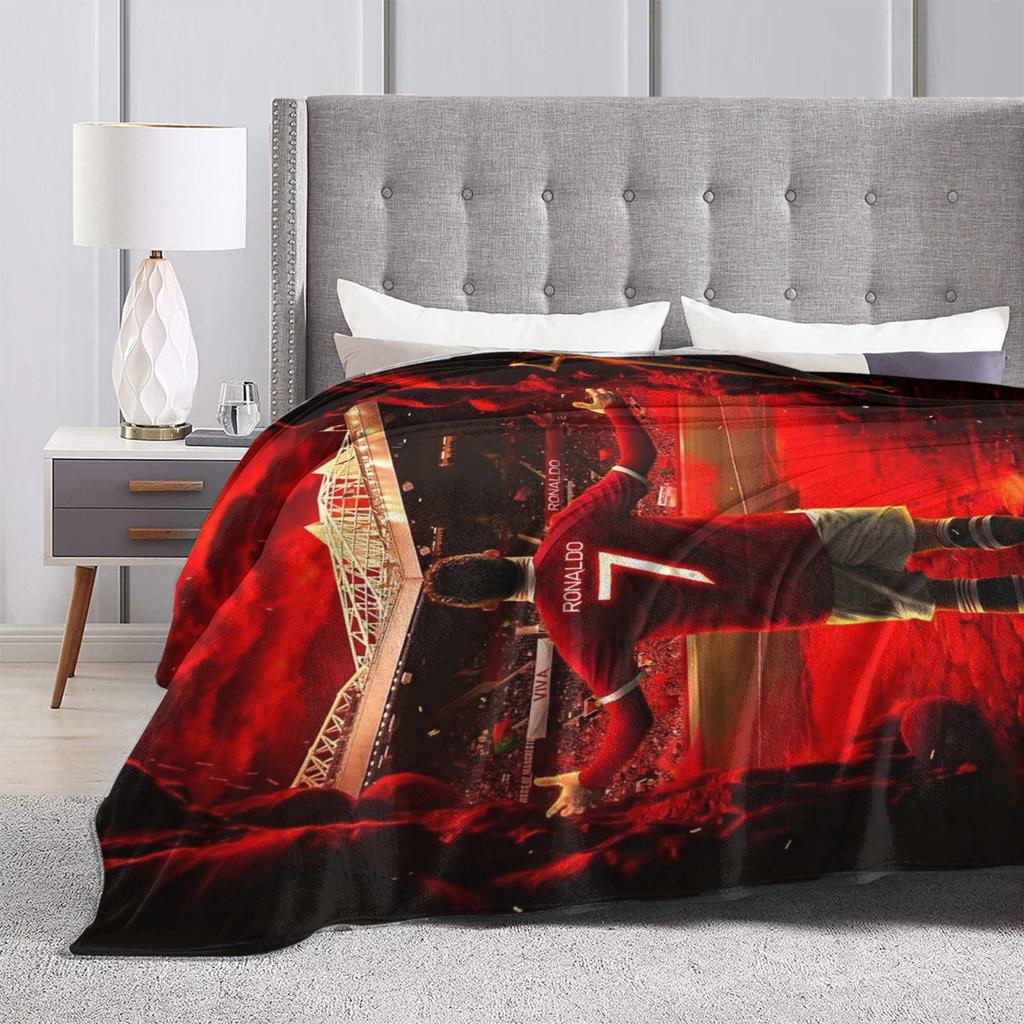 Cr7 Welcome Home Football Knitted Blanket Fleece  Lightweight Throw Blankets for Home Couch Bedspread