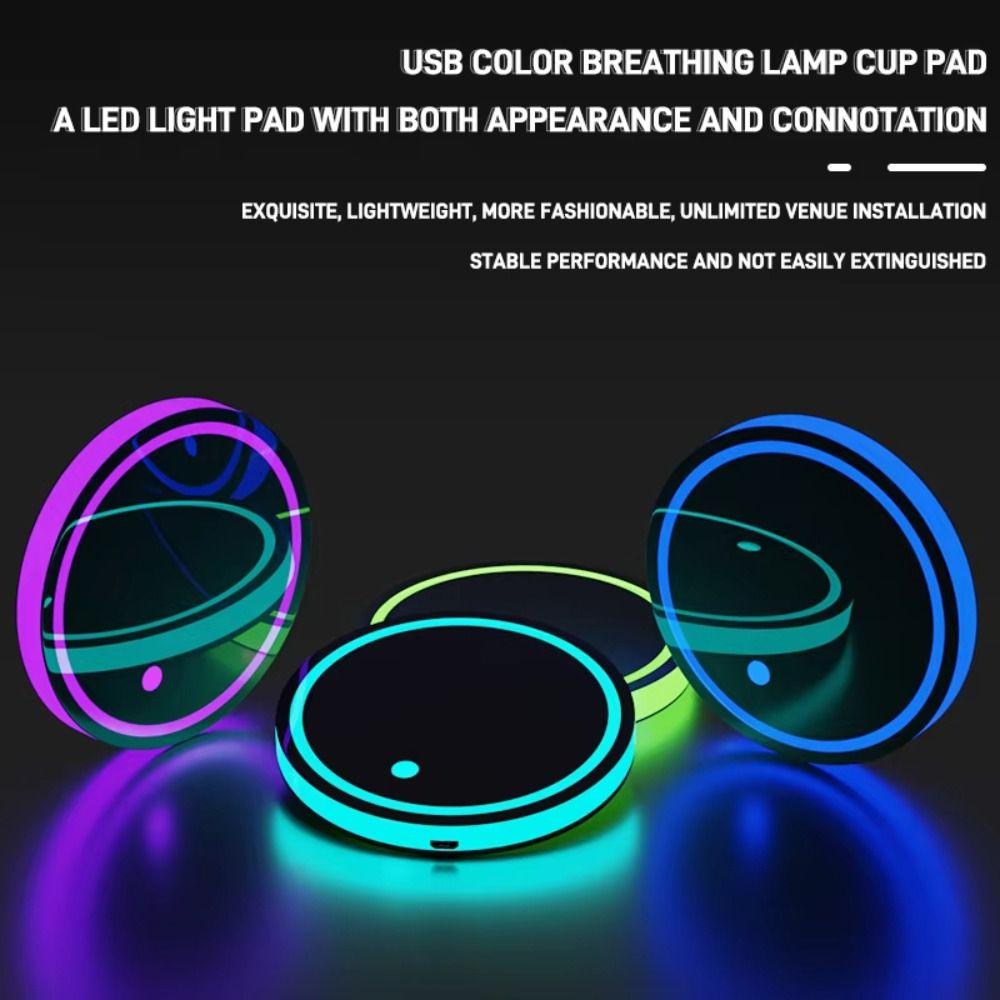 USB Charging Colorful Cup Holder Anti Slip Car Interior Lighting Cup Mats Smart Glow Coaster  Auto
