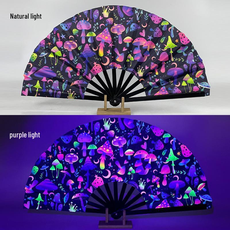 Leuchtender faltbarer Kung-Fu-Party-Fächer mit UV-fluoreszierender Leuchtkraft