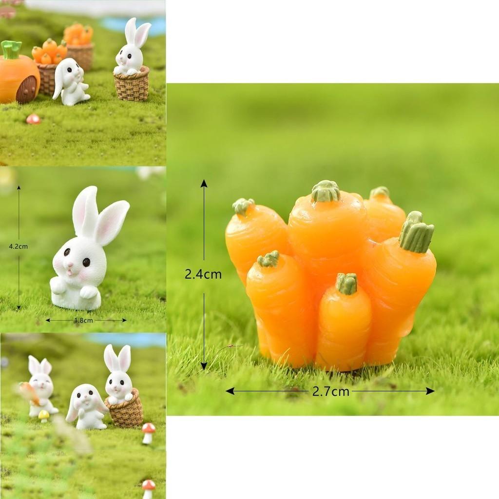 Charming Rabbit Eat Carrot Diy Resin Figurine For Exquisite Micro Landscape Decoration