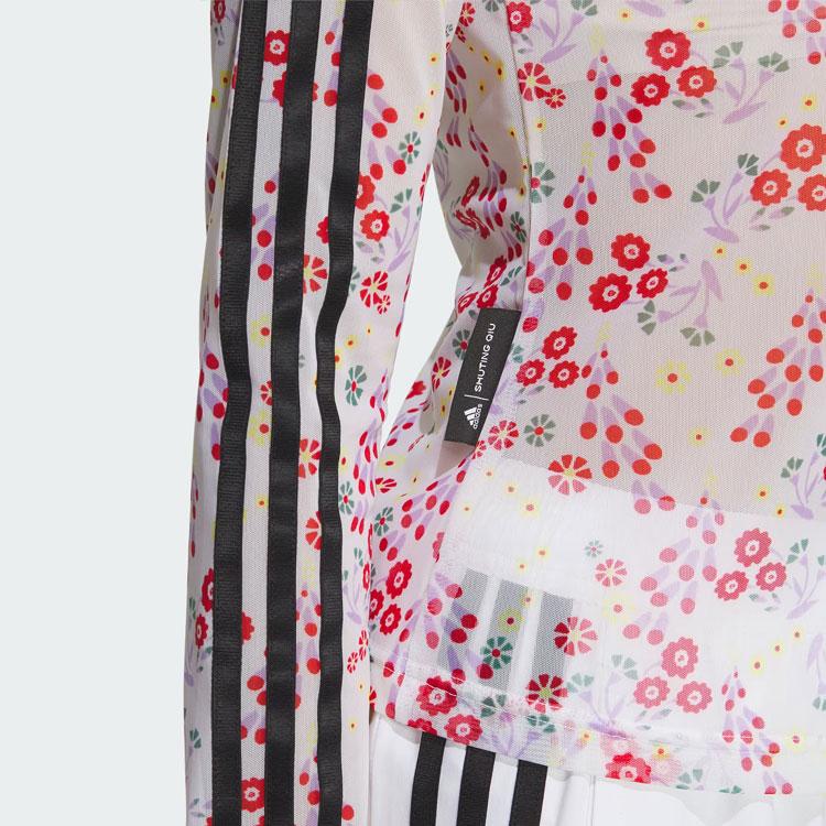 Adidas X Shuting Qiu Designer Collaboration Mesh Sleeve Floral Print Tee Women Tops White IM8443
