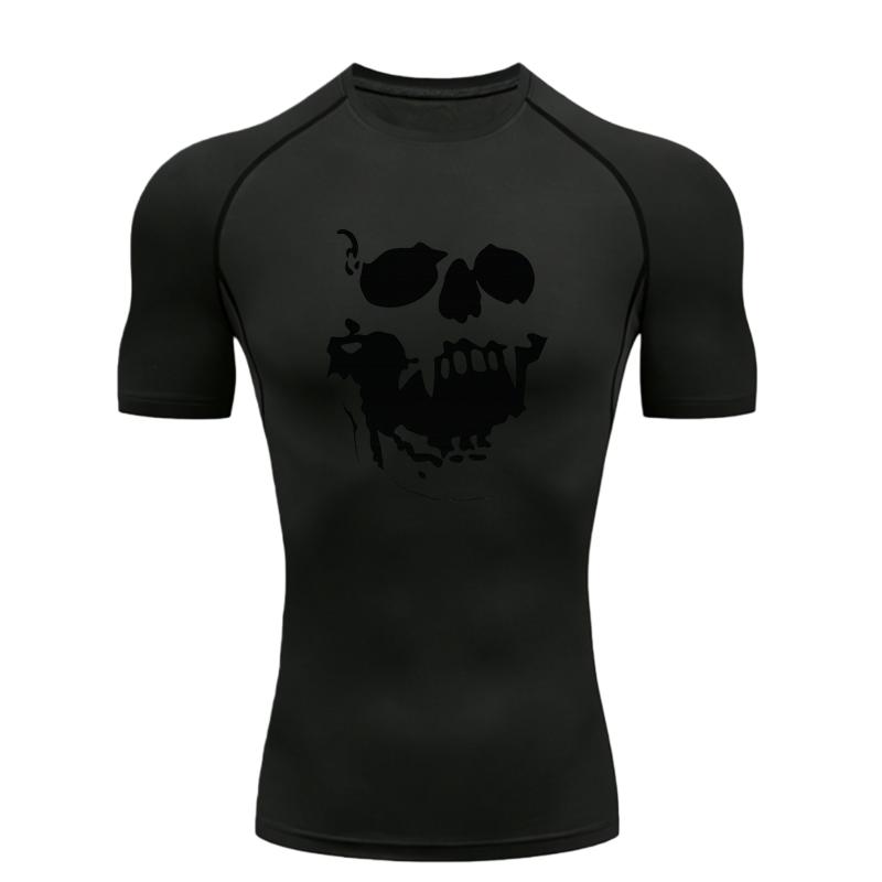 Skeleton Men's Sports T-Shirt Training Gym Jogging Running Workout Compression Rashgard Tops Tee Quick Dry Short Sleeve T Shirt